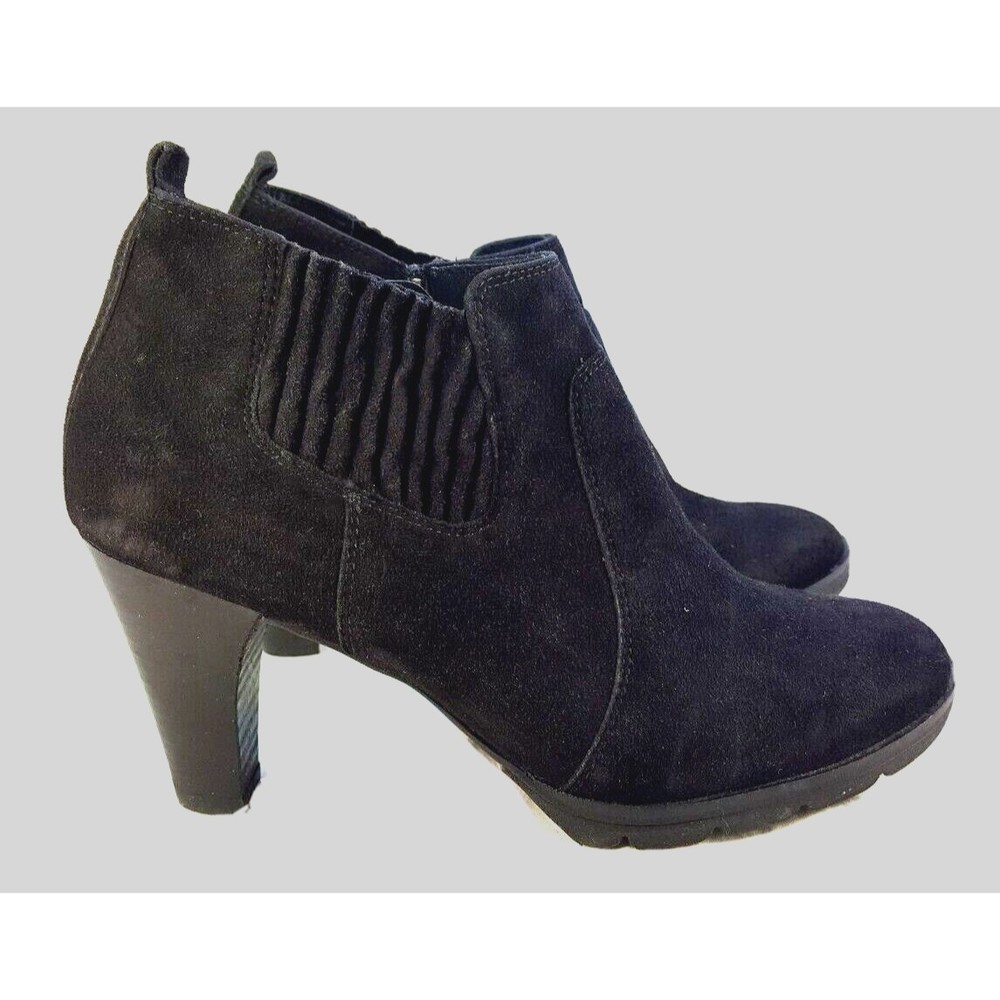 Paul Green Black  Leather Zip High Heel Ankle Boots Womens Size 4.5 UK / 7 US